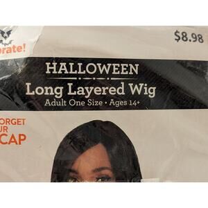 Black Hair Long Layered Wig Synthetic Costume Cosplay Halloween One Size